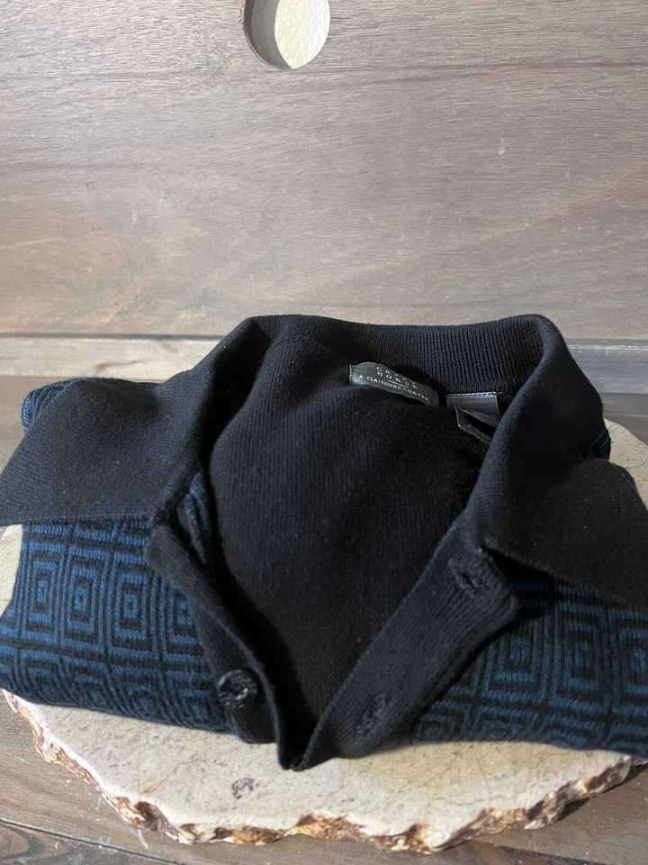 Suéter Crazy Horse Liz Claiborne Para Hombres L Botón Pullover LARGO SLV NEGRO AZUL Foto 4 de 4