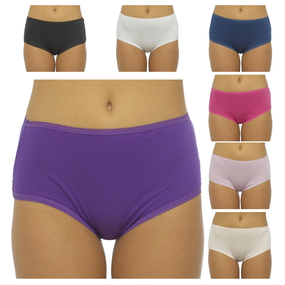 NEW 5 PACK LADIES WOMENS COTTON MIDI BRIEFS PANTS KNICKERS UNDERWEAR SIZE  12-20