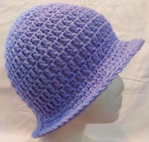 HANDMADE CROCHET "NEW" BUCKET BRIM CLOCHE HAT "LAVENDER" fits adults & teens