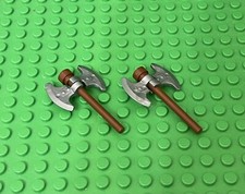 Lego 2 Double flat silver Axe Head / Viking / Castle Mini Figures Weapon
