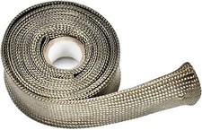 Wire Fuel Line Heat Shield Sleeve 1" I.D. X 10FT,Titanium High Temp Fiberglass