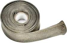 Wire Fuel Line Heat Shield Sleeve 1" I.D. X 10FT,Titanium High Temp Fiberglass