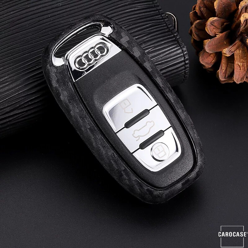 KASER Coque Clé Silicone Compatible Audi A1 A3 A4 A5 A7 A8 Q3 Q5 Q7 TT - Housse Protection TPU Avec Porte-Clés (Rouge)