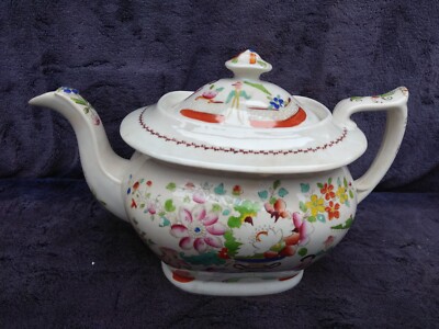 Antike 200 Jahre alte englische Hilditch Chinoiserie Porzellan Teekanne