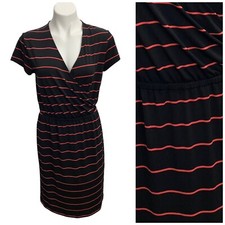 Banana Republic Dress Womens Medium Career Office Church Black Orange Stripe