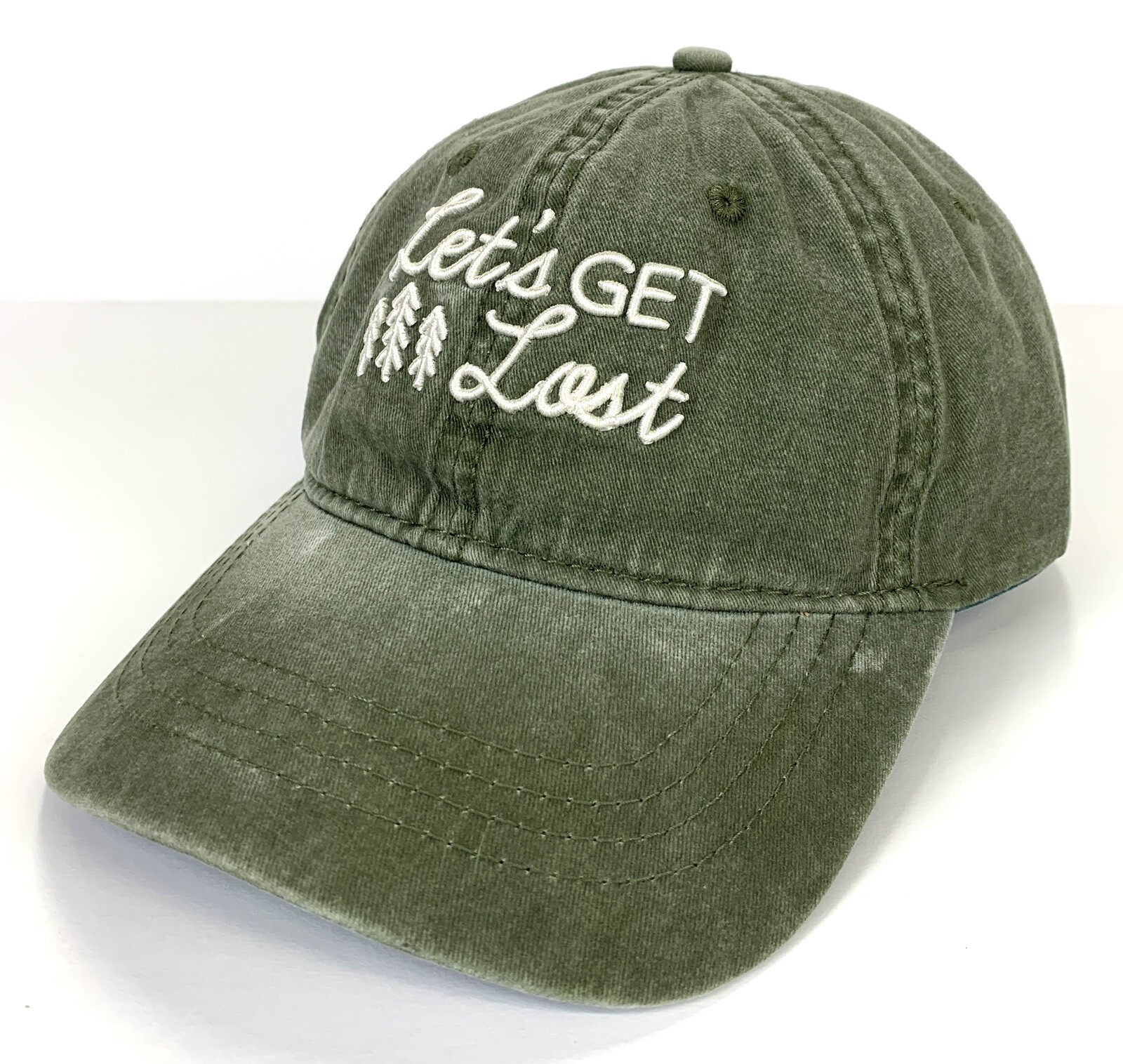 Let's Get Lost Three Pine Trees Ball Cap Adjustab… - image 1