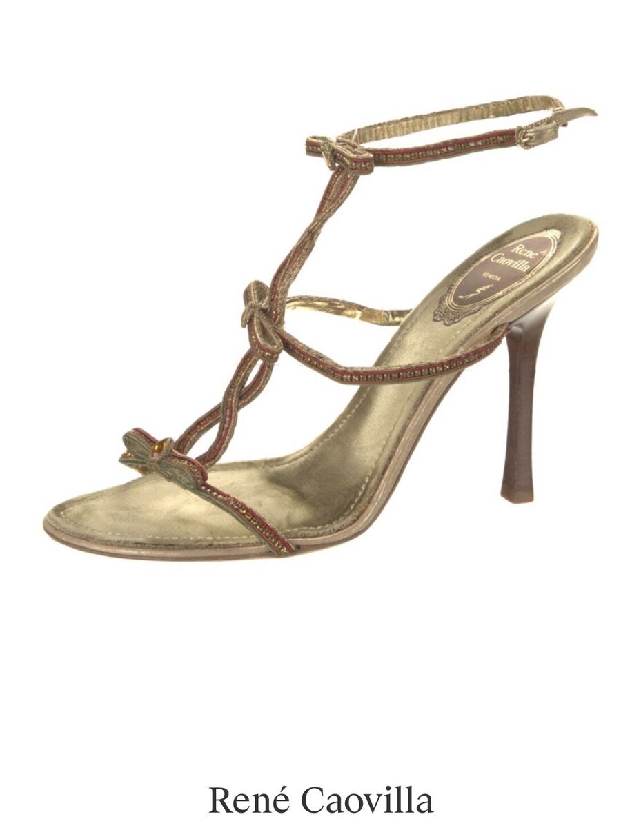 Rene Caovilla Heels, sandals size 36 1/2, gold, green, and Rene Caovilla Heels, sandals size 36 1/2, gold, green, and