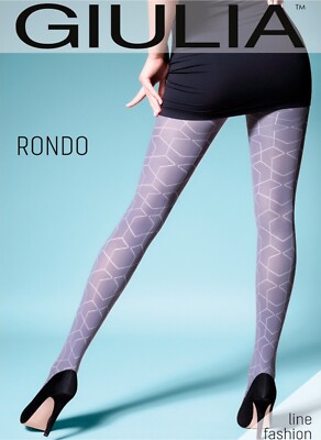Giulia Rondo opaque 3D microfiber tights geometric pattern 100 Den Blackberry