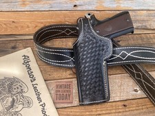 Vintage Alfonsos Black Basketweave Leather Lined Holster For Colt Commander CD L