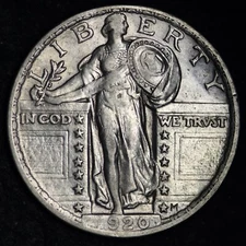 1920 Standing Liberty Silver Quarter CHOICE AU FREE SHIPPING E289 JMK