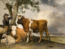 The Young Bull Tile Mural Kitchen Bathroom Wall Backsplash Art 24x18
