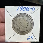 1908-O Barber Silver Half Dollar Coin Silver Better Date 50 Cents