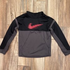 Nike Boys Sweatshirt Hooded Pullover Multicolor Long Sleeve Colorblock Swoosh S