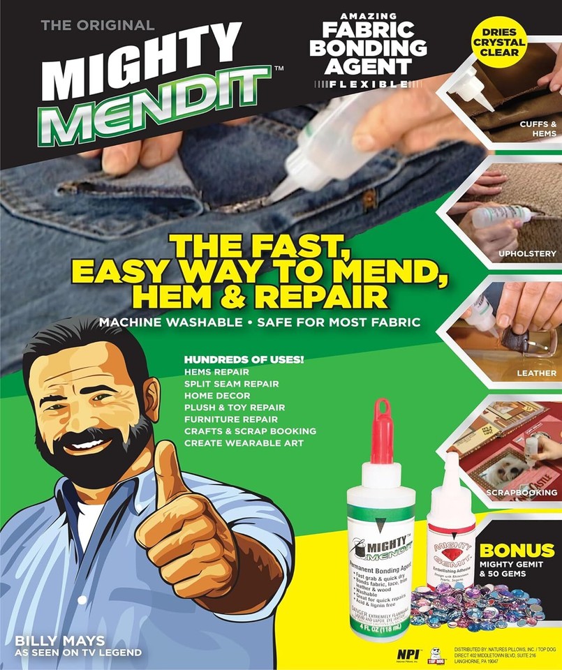 Mighty MENDIT Permanent Fabric Adhesive Flexible Stretchable mighty-mendit-permanent-fabric-adhesive-flexible-stretchable