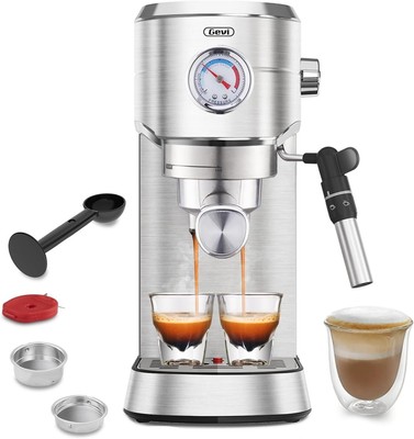 Espresso Machine, Compact Cappuccino & Latte Maker with Steam Wand,