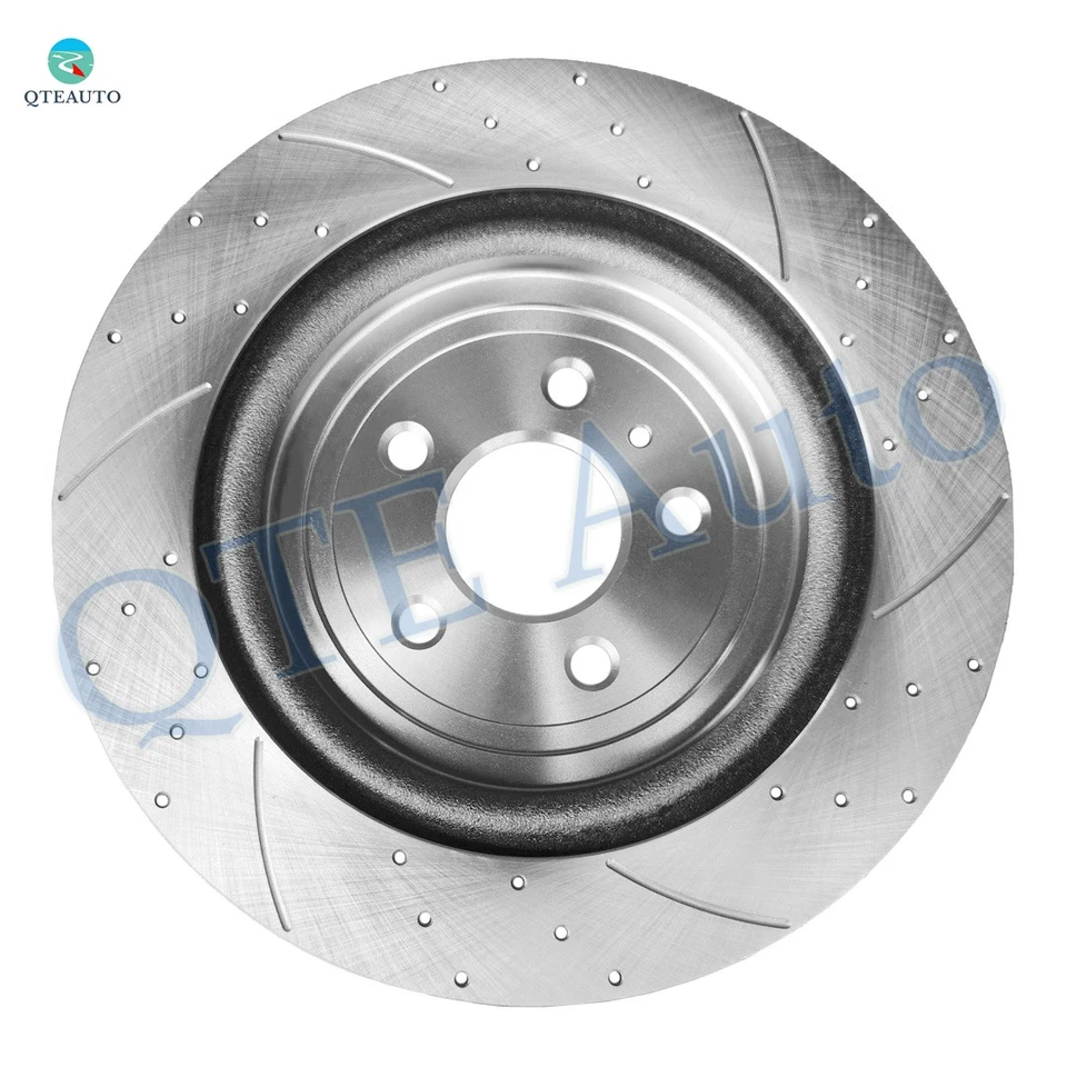 4P Front 352mm-Rear 345mm Drilled Slotted Brake Rotors For 2013-2019 Lincoln MKT - Image 4 of 4