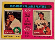 1975 Sandy Koufax & Elson Howard 1963 MVPs # 201