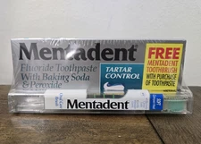 VTG Mentadent Fluoride Toothpaste w/ Dispenser 5.2 oz Baking Soda & Toothbrush