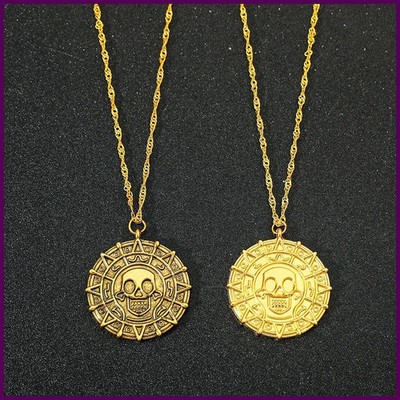 Pirates of the Caribbean Necklace, Jack Sparrow, Aztec Skeleton Skull Heads