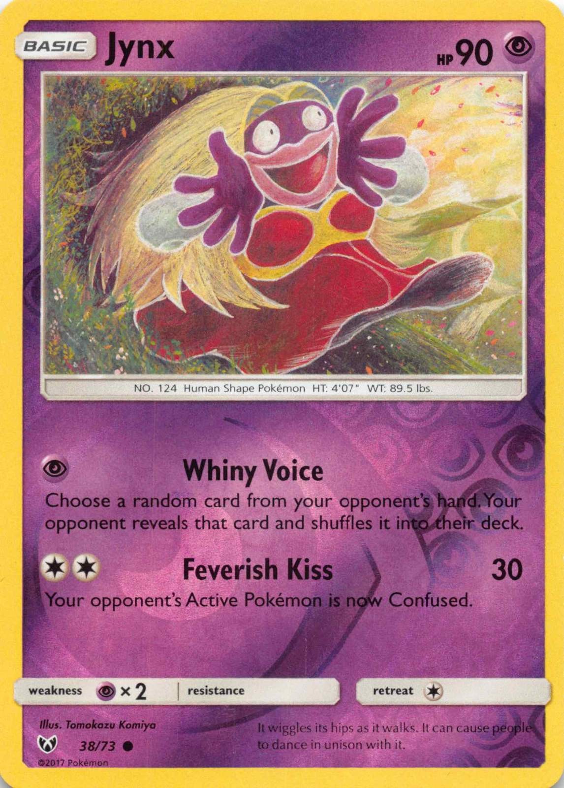 2017 POKEMON JYNX 38/73 COMMON SHINING LEGENDS REVERSE HOLO LIGHTLY PLAYED