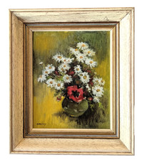 Vintage Still Life Oil Painting Floral Bouquet in Ornate Gilt Frame — listing 6