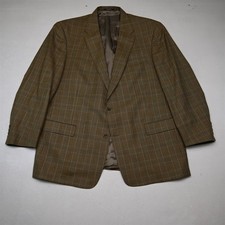 Hart Schaffner Marx 48L Brown Plaid Wool USA Made Blazer Suit Jacket Sport Coat