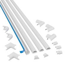 D-Line Micro+ Cable Trunking 4-Meter Pack, Half Round (20x10mm), White 