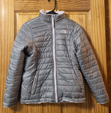 The North Face Jacket Girls 14/16 Gray Puffer Sherpa Fleece Lined Full Zip