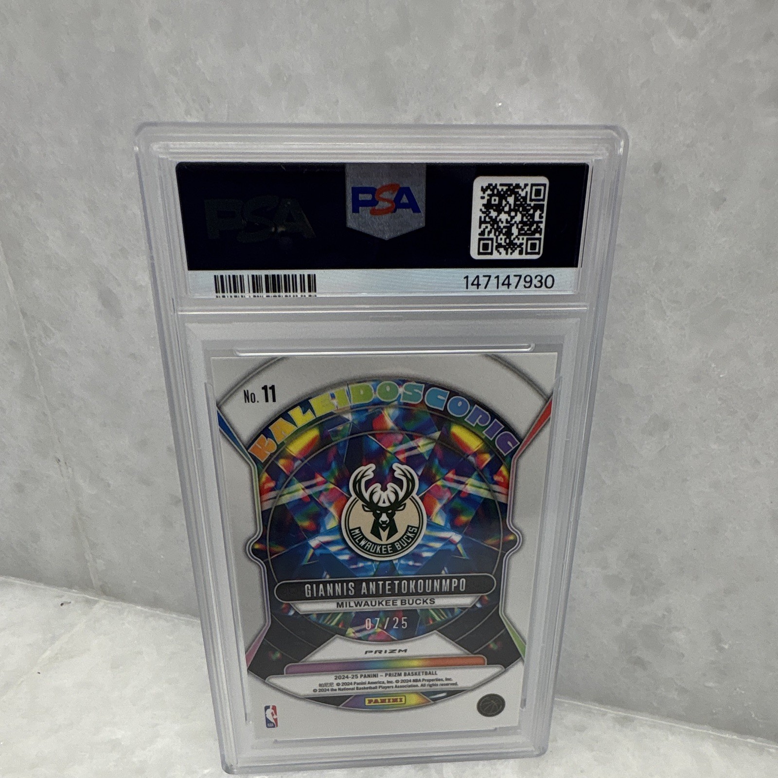 Panini 2024-25 Prizm Giannis Antetokounmpo #11 Kaleidoscopic Mojo /25 PSA 10 view 2