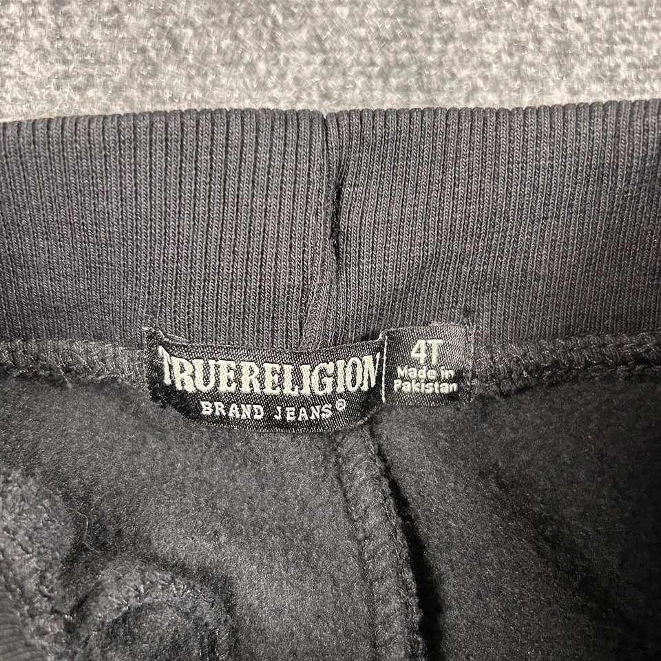 True Religion брюки девочек 4T черный флис толстовки шнурка логотип нашивка молодежи - Изображение 2 из 4