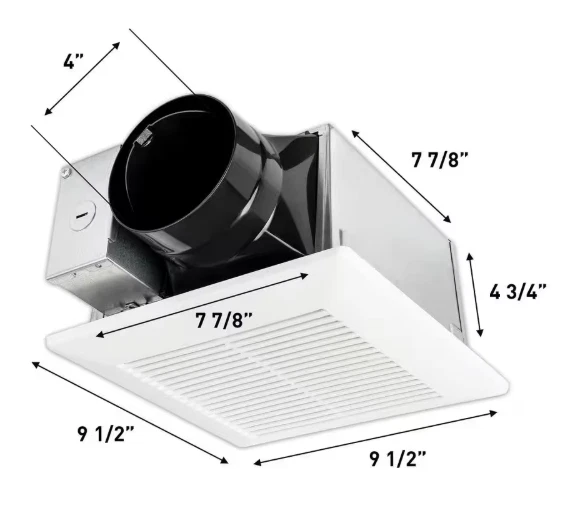 Ventilador de escape de baño de techo/pared Whisper Mighty Pick-A-Flow 70/90 CFM, Energy S Foto 2 de 4