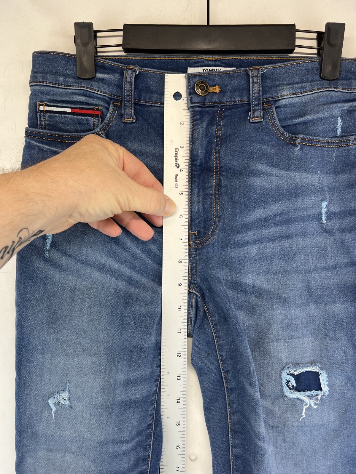 Tommy Hilfiger Denim Legging - Womens 6 Blue Mid Rise Pre-Loved Stained (5607) image 10