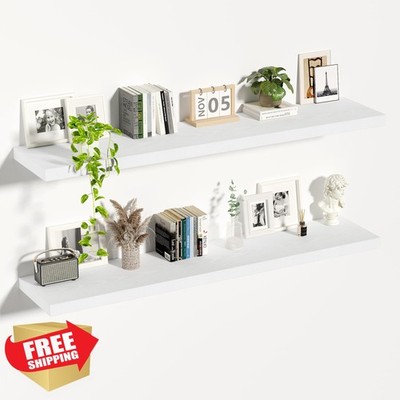 Vivelove White Floating Shelves 55x12, Set of 2 Wall Shelves Invisible