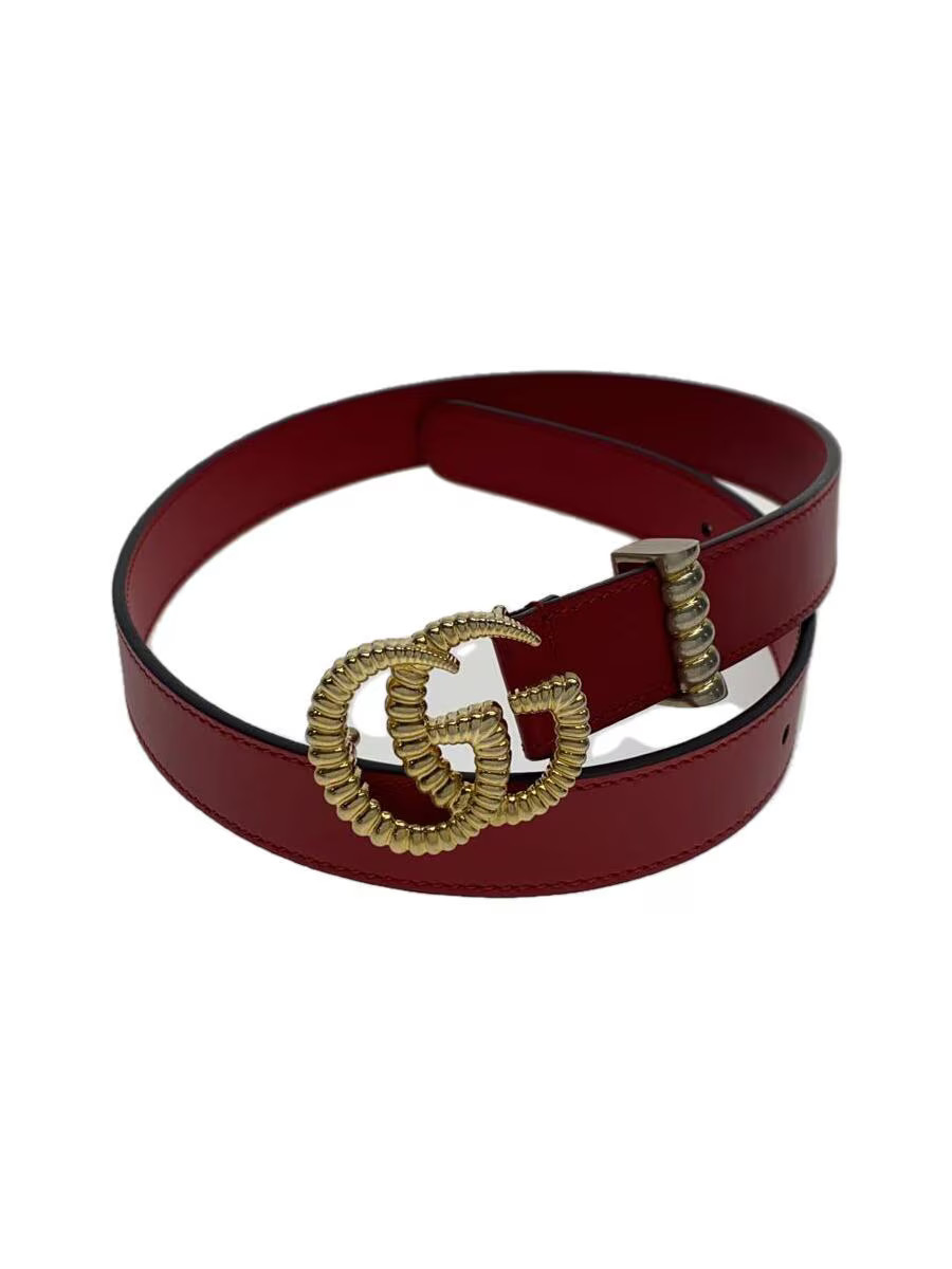 GUCCI Womens Red Leather Solid Color Belt 524103