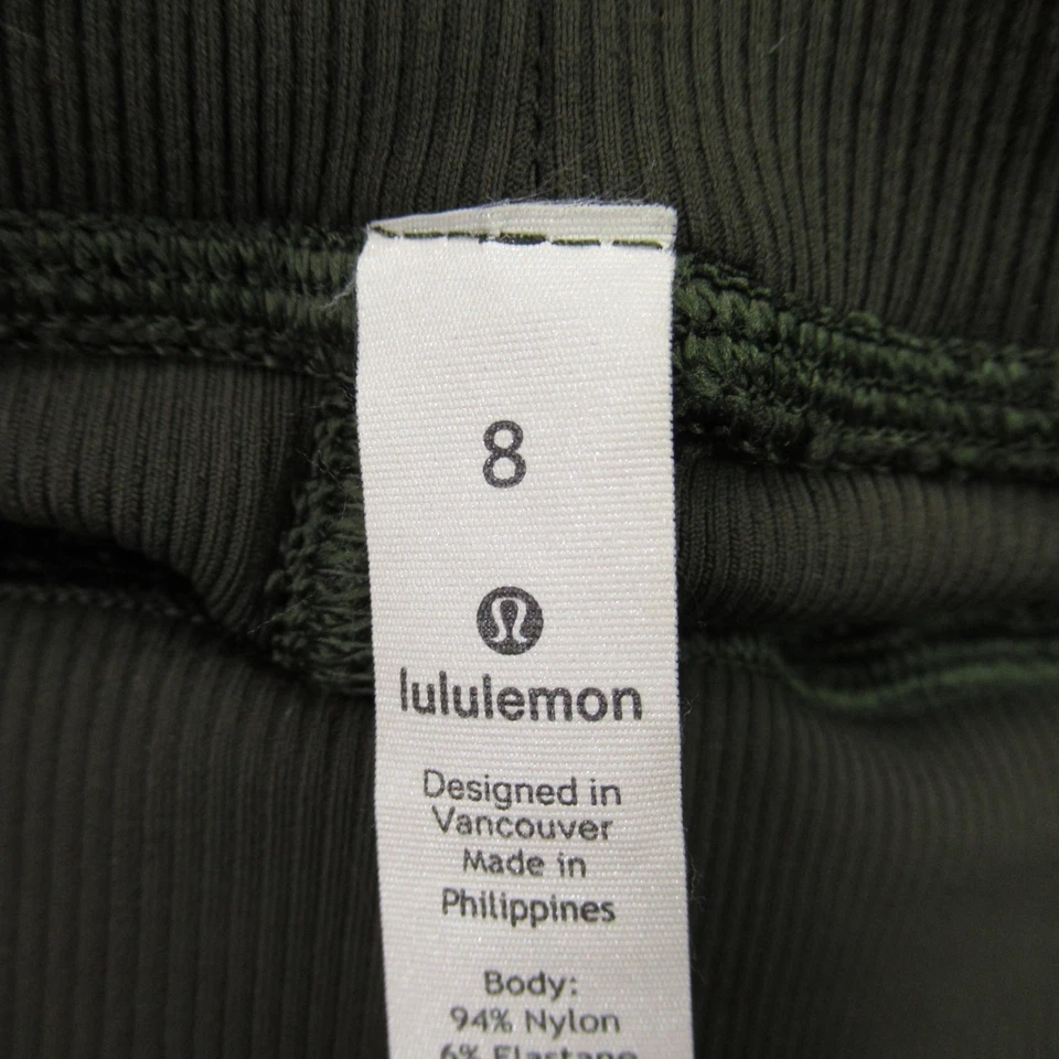 Pantalones de chándal Lululemon para mujer 8 piernas rectas informales verdes con cordón Foto 3 de 4