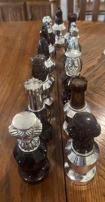 Vintage 1970s Avon Glass Chess Pieces Queen Bishop Knight Rook Pawn 13 Pieces