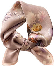 100 Real Mulberry Silk Women Small Square Neck Scarfs 21" Lightweight Headscarf