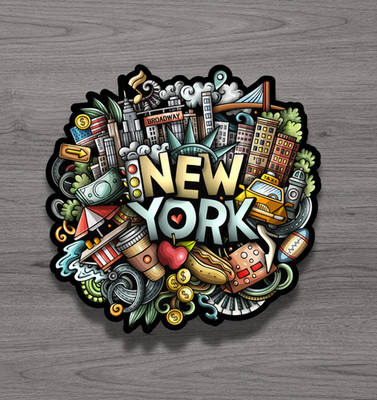 New York City NYC Abstract Art Fridge Magnet or Laptop Sticker