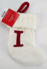Letter I Knit Monogram Mini Stocking White Wondershop Xmas Holiday Target 8"