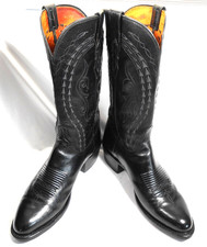 Stivali western uomo Lucchese 1883 vintage pelle di capra nera taglia 9 D usati in ottime condizioni-look!!