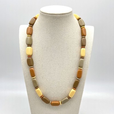 Napier Chunky Bead Necklace Earth Tones Statement Toggle Clasp