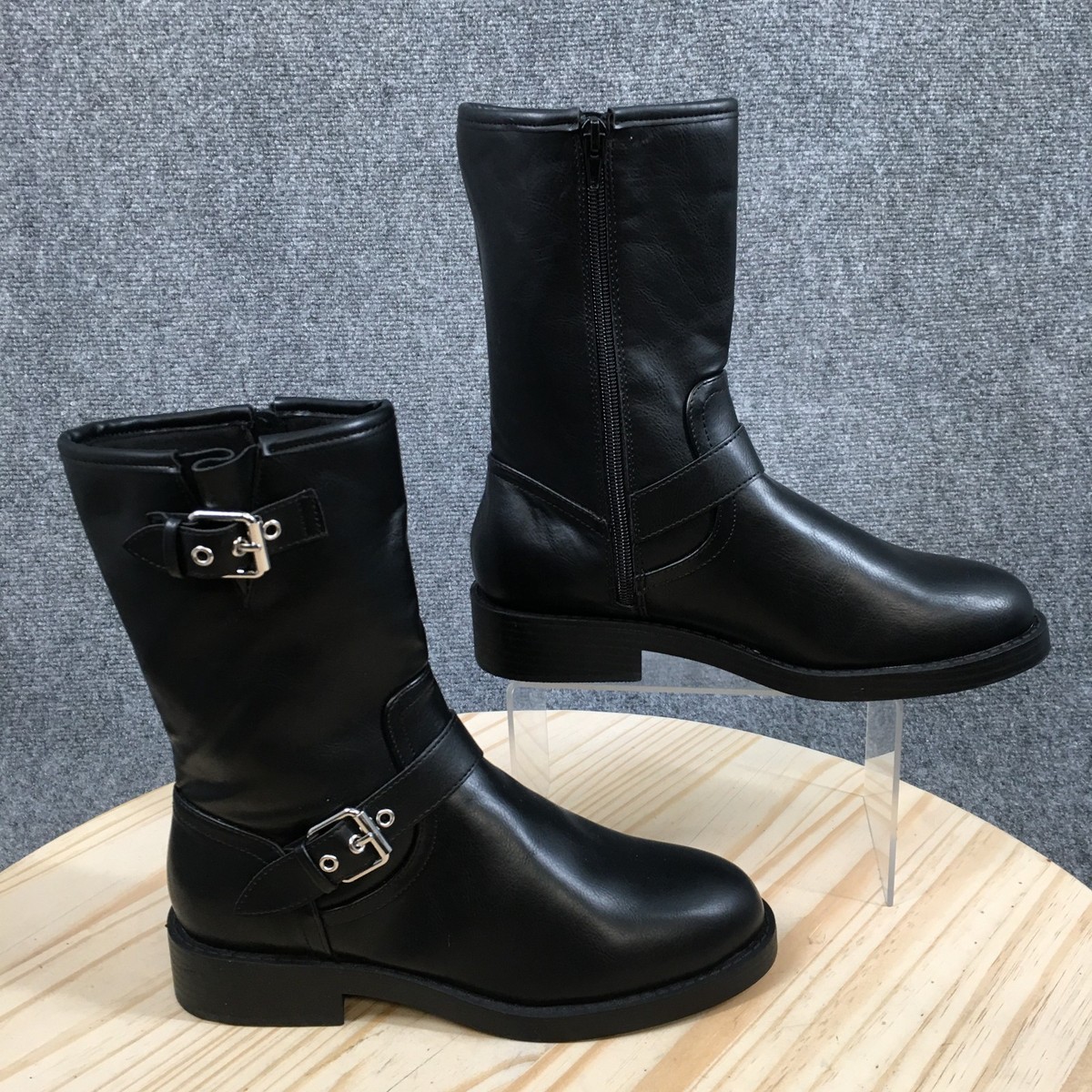 DV By Dolce Vita Boots Womens 8 Mid Side Zip Buckle Moto Boot