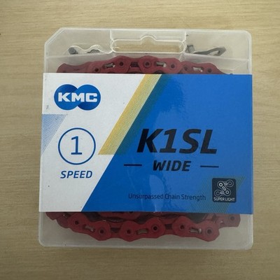 KMC K1SL -WIDE- Superlite Kool Wide Chain 1/2'' x 1/8'' 100 Links Red Single Speed