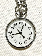 SEIKO Quartz Pocket Watch White Dial Black Hands Vintage Authentic Rare