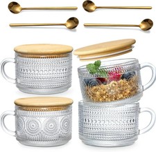 Landneoo 4Pcs Set Vintage Coffee Mugs Gifts For Women Overnight Oats Containers