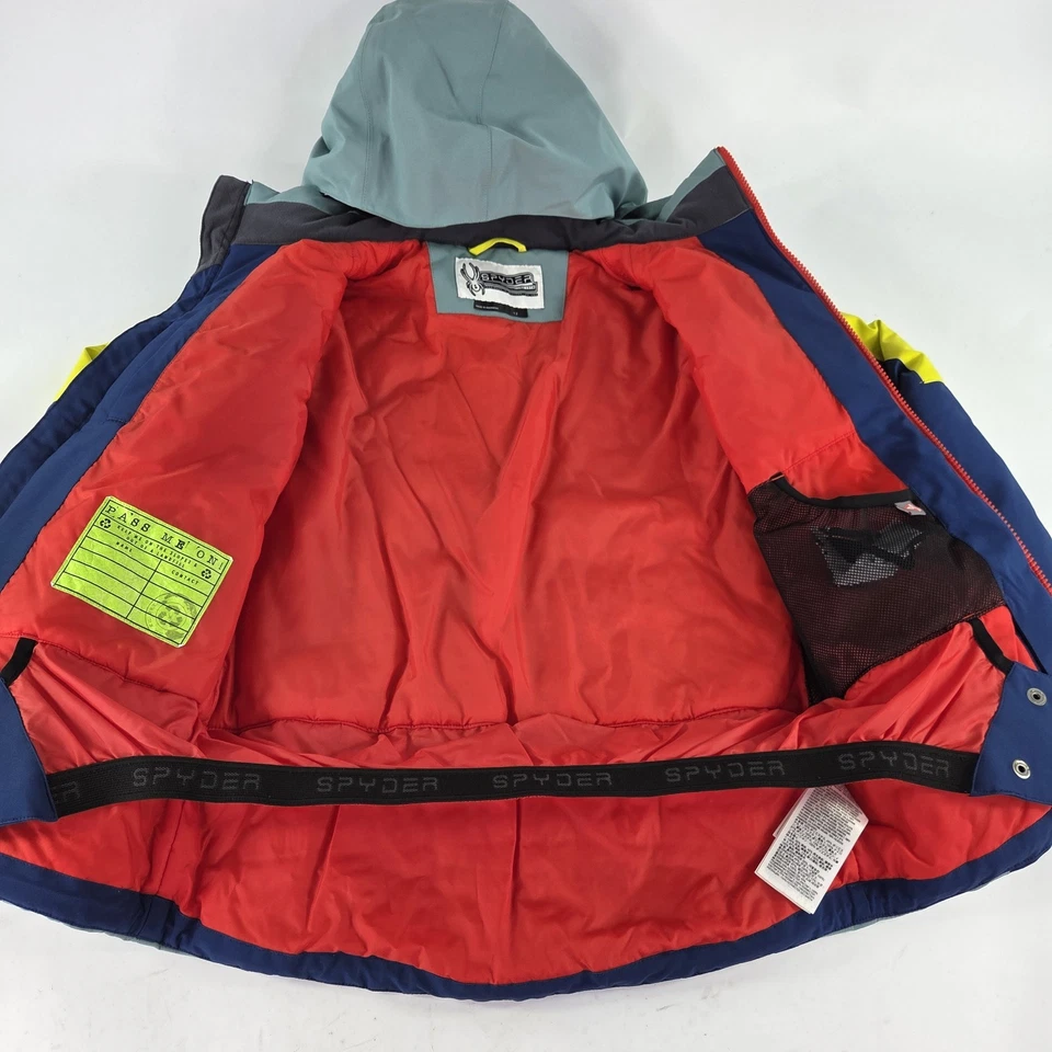 Spyder Boy's Leader Insulated Ski Jacket Size 12 Junior Colorblock Hoodie Coat  - Image 3 of 4