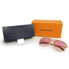 LOUIS VUITTON Z1868U LV Star Pilot Sunglasses Gold Pink Gradient Italy Used