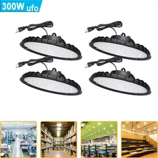 4 Pack 300W UFO Led High Bay Light Shop Commercial Warehouse Industrial Factory