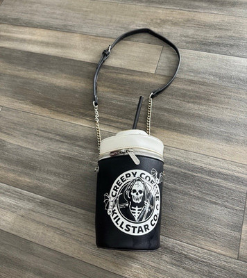 Killstar Black and White Creepy Coffee Crossbody Bag