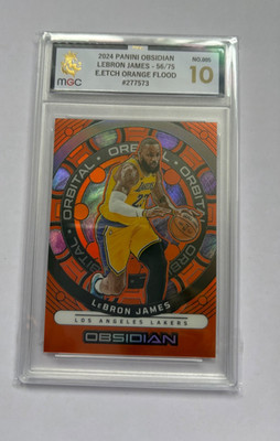 LeBron James 2023-24 Panini Obsidian Orbital E.Etch Orange Flood 56/75